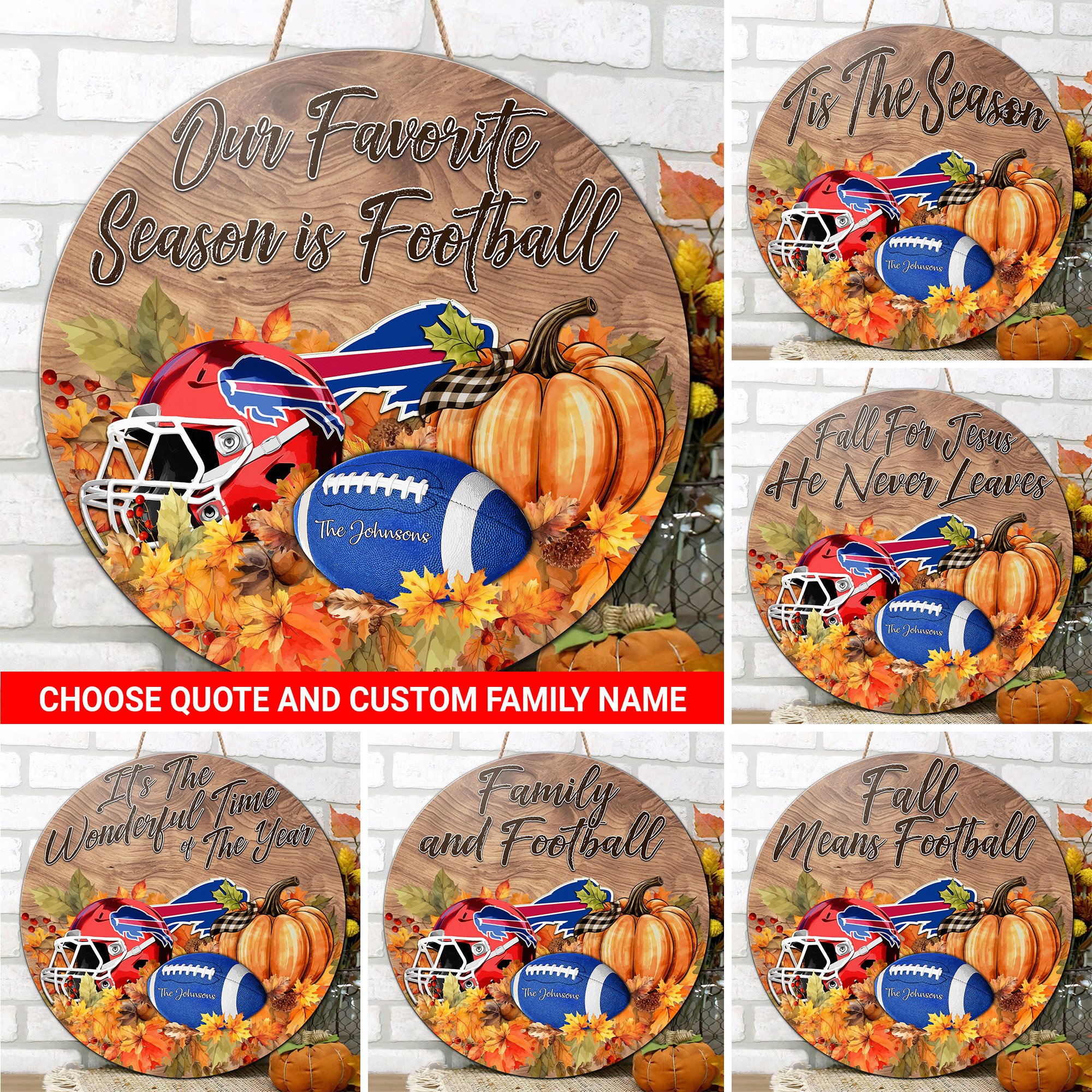 Buffalo Bills Shape Wooden Sign Custom Your Family Name And Choose Your Quotes, Sport Sign, Sport Gifts For Fan, Home Decorations EHIVM-59899